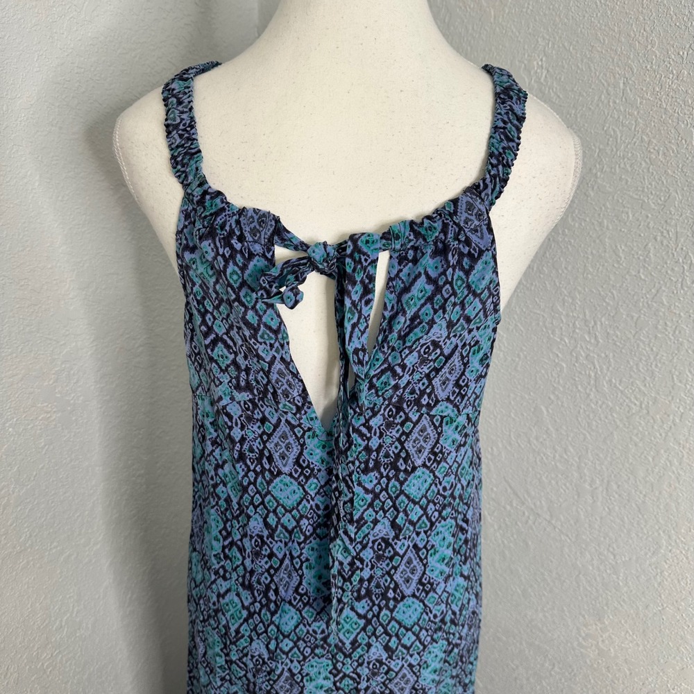 Joie Maxi Dress Silk Blue Teal‎ Paisley Print Spaghetti Strap Tie Back Size S - Picture 5 of 9